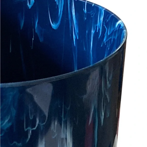 Garbage Can Blue Marble Design Plastic 10” Tall x 8” Diameter - Picture 5 of 6